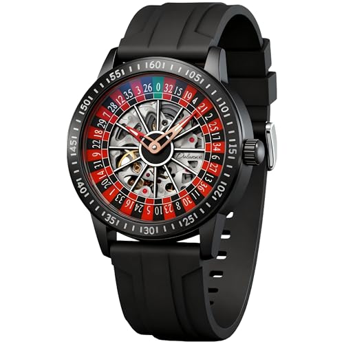 DAXIAOYU Roulette Wheel Automatic Watches for Men Rotating Dial Design Hollow Out Waterproof Mens Unique Style Mechanical Watch (Black) by DAXIAOYU - Used condition - US$34.63