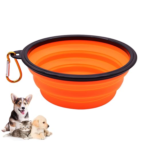 1 Pieza Bebedero Plegable, Cuenco de Material TPE, Plato comedero portatil con mosquetón, para Gatos, Perros y Mascotas, para excursiones o Viajes,bebedero perro portatil