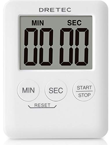 dretec T-307WT Pocket Digital Timer, Thin, 0.4 inches (9 mm), Compact, Countup, 99 Minutes, 59 Seconds, White