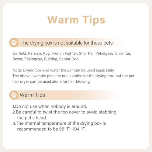 Secadores de animais de estimação para cuidados de cães de grande capacidade de 62 l, controle intel