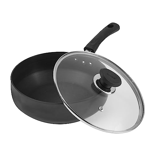 Vinod Black Pearl Plus Hard Anodised All Purpose Pan with Glass L...