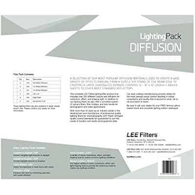 LEE Diffusion Studio Lighting Gel Filter Pack 250mm x 300mm Contains 6 Diffusers, 2 Sheets Per Diffuser Totalling 12 Sheets