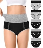 DUKAWA Plus Size High Waisted Cotton Women Underwear Tummy Control C Section Soft Briefs Breathable