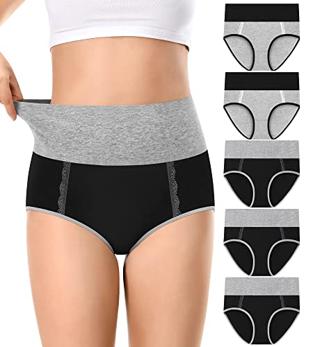 Image of Cotton High Waist Underwear Women Soft Briefs Comfy Breathable Ladies C Section Panties Multipack (Regular & Plus Size)