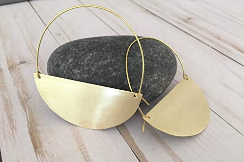 Brass Half Moon Hoop Earrings #TOP4