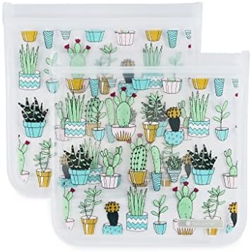 Full Circle FC16343C Ziptuck Reusable Snack Bags (Set of 2, gusseted) -Clear, Plastic