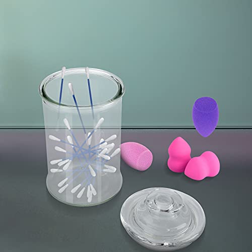 Trusber Glass Bathroom Vanity Storage Organizer Jar Holder For Cotton Swabs, Rounds, Balls, Makeup Sponges, Bath Salts, Hair Ties, Makeup #TOP2