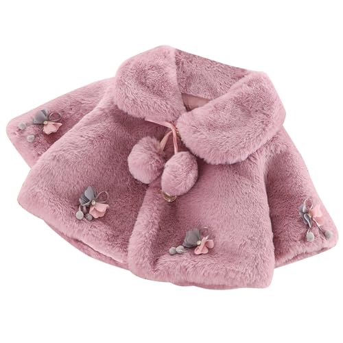 Newborn Cute Bow Fleece Coat Girl Winter Faux Fu𝐫 Shaggy Jacket Infant Baby Fuzzy Warm Butterfly Trendy Outwears
