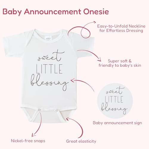 Sweet Little Blessing 아기 우주복, 신생아용 성별 중립 임신 발표 의상 — 사진 2