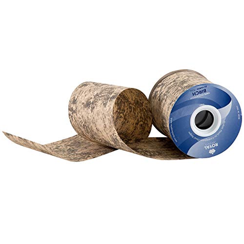 Royal Imports Birch Pattern Floral Ribbon, Wide Faux Poly Satin Waterproof Ribbon 4" (#100) for Indoor & Outdoor, Wrap for Florist, Wedding Bouquet, Art & Crafts, 50 Yard Roll (150 FT)