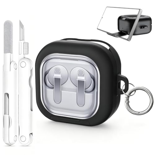 Image of ZORBES Compatible with Galaxy Buds 4 & 4 Pro, TPU Earbud Charging Case Skin Cover with Clear Window, Anti-Scratch Protective Case Cover with Clasp Ring & Cleaning Pen Kit