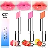 3 Pcs Crystal Jelly Lipstick Set Temperature Color Change Lip Balm Moisturizer Glossy Lip Gloss...