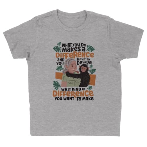 TATY Kids Jane Goodall Quote Kids T-Shirt Youth Small Heather Grey