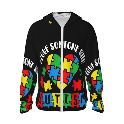 Autism Awareness Unisex Sun Protection Hoodie Shirt Long Sleeve Jacket For Outdoor Hiking