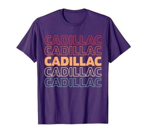 Retro Us American City USA - Vintage Michigan Cadillac T-Shirt, Men, Purple, 3X-Large