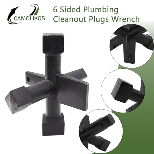 CAMOLIKOS 6 Sided Plumbing Cleanout Plugs Wrench Threaded Drum Trap Cleanout Tools For Installing Or Removing Countersunk Plugs Drum Traps And Threaded Cleanouts