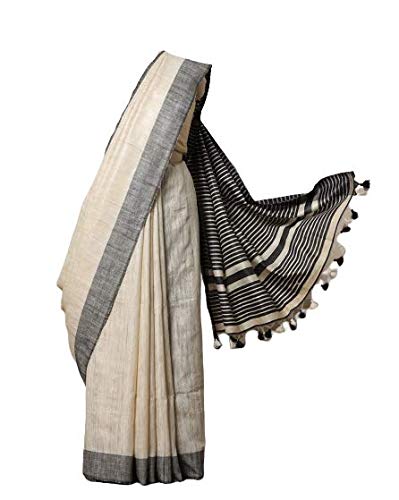 KIHUMS Women's Ivory Cream shade Handmade Pure Tussar Silk Saree with Blouse Piece - Review, Price and Buying Guide