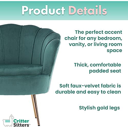 Critter Sitters 30-In. Green Faux Velvet Circular Tufted Accent Chair With Gold Legs #TOP1