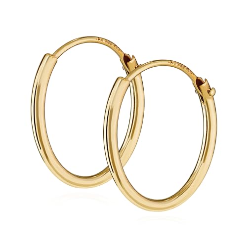 NKlaus PAAR 750 ORO amarillo 18K estampado Pendientes criollos Pendientes de perno prisionero 15mm 1757