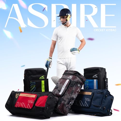 Image of Hundred Polyester Aspire Cricket Kitbag | Spacious & Durable Sports Gear Bag with Multiple Compartments | Shoe Compartment & Sturdy Zippers | Padded Straps(Black)