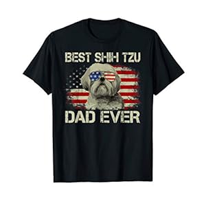 Best Shih Tzu Dad Ever Tshirt Dog Lover American Flag Gift T-Shirt