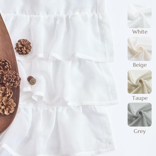 jinchan Ruffled Valance Curtain Linen Slubbed Crossed Kitchen Valance Shabbychic Farmhouse Cottagecore for Living Room Small Window Light Filtering Half Window Curtain 18 Inch 1 Panel White by jinchan - Used condition - Image 7