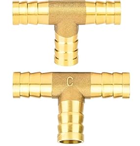 Nutmanel T-Stück Messing 10mm 2 Stück