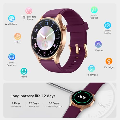 Fitpolo Smart Watch for Women,1.3" AMOLED Fitness Tracker (Burgundy) by Fitpolo - Used condition - Image 6