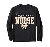 Floral Hospice Nurse Registered Nurse Coquette Bow Floral Long Sleeve T-Shirt