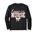 Floral Hospice Nurse Registered Nurse Coquette Bow Floral Long Sleeve T-Shirt