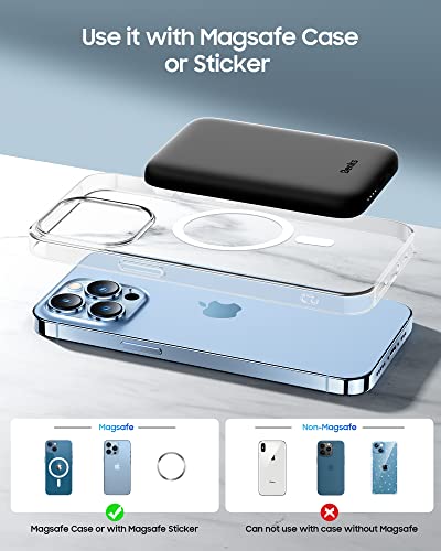 Benks Magnetic Wireless Power Bank Compatible With Magsafe, Ultra-Thin 5000 Mah Magnetic Battery Pack For Iphone 14, Iphone 13, Iphone 12 Series, Portable Charger With Usb-C Cable #TOP7