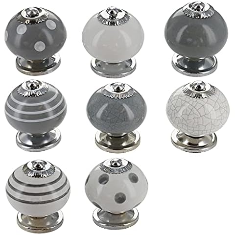 G Decor Dark Grey and White Ceramic Door Knobs Cover