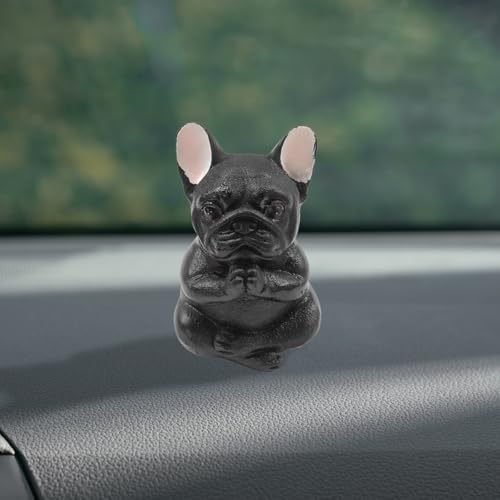 Figura Decorativa Perro Pug Meditando Resina para Auto miniatura 1