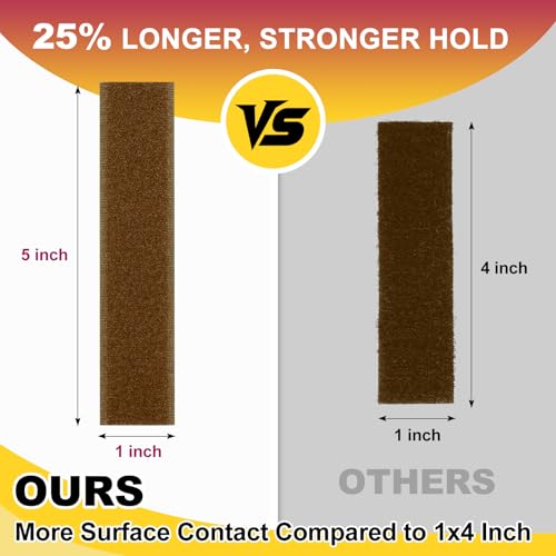 Image of Hook and Loop Strips with Adhesive 1x5IN 20Pairs /40Strips, Brown Strong Sticky Back Fastener, Heavy Duty Double-Sided Adhesive Hanging Strips for Home Office School