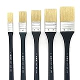 XDT Art Supplies 2365 Hake Art Painting Brushes Hog Bristle Oil Acrylic 5Pc Set #1 #2 #3 #4 #5, Blue
