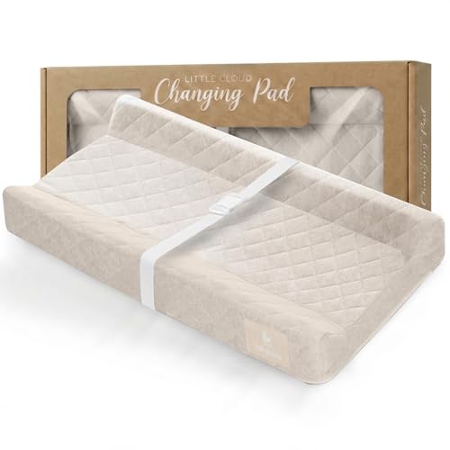 Image of Contoured Baby Changing Pad – Waterproof & Breathable Diaper Changing Pad | Removable Washable Cover, Non-Slip Base & Safety Strap | Standard Size for Dresser & Changing Table Pads