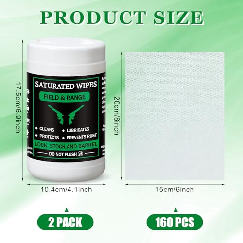 Threlaco 2 Pack Gun Oil Wipes 8 x 6 Inch Gun Cleaning and Anti Rust Wipes Cleaning Supplies and Accessories for Oil and Lubricant