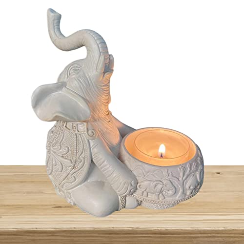 LOSOO Bougeoir Figurines Éléphant,Porte-Bougie votif Figurine éléphant Porte-Bonheur Richesse | Petits Porte-Bougies décoratifs Bons Cadeaux Chanceux pour la Bureau à Domicile