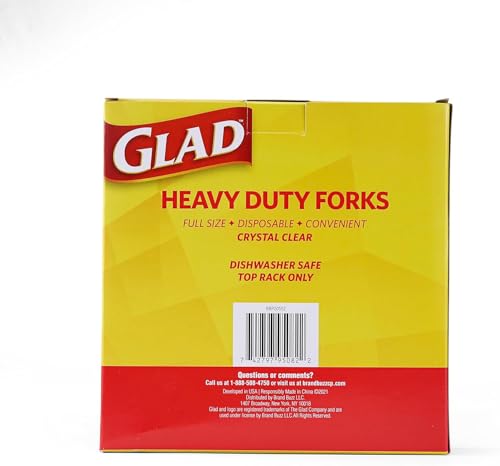 Glad Clear Heavy Duty Plastic Forks Reduced-Plastic Open Handle Break-Resistant Disposable or Reusable Cutlery Parties Camping Everyday Meals Standard Size 70 Count 12 Pack Bulk Event Office Supply - Image 3