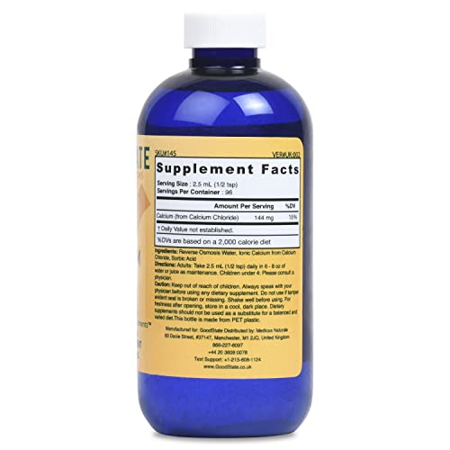 Good State Liquid Ionic Calcium (96 Servings At 144 Mg Elemental, Plus 2 Mg Fulvic Acid - 8 Fl Oz) #TOP1