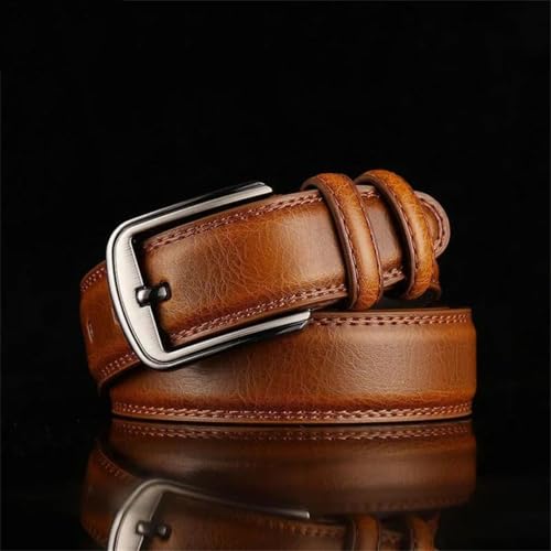 Men’S 3.7Cm Wide Genuine Split Leather Belt Solid Formal Business Waistband Designer Strap2