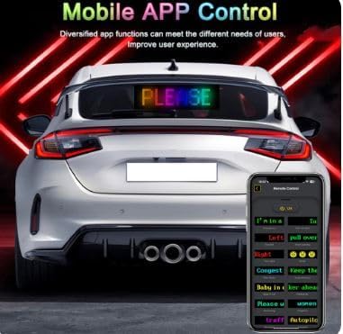 Image of LED Matrix Pixel Sign with Bluetooth App Control - 10x35 cm DIY Programmable Flexible LED Display for Car, Shop, Hotel, Bar & Business Scrolling Text, Emoji & Animation Panel USB Powered