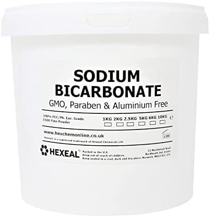 Hexeal Sodium Bicarbonate Of Soda for Cleaning, Food, Baking, Bath Bombs | 5kg Bucket | 100% BP/Food Grade