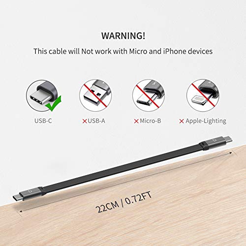 image for DockCase USB C to USB C Cable (0.72ft), 3.1 Gen 2 10Gbps 100W 4K Video