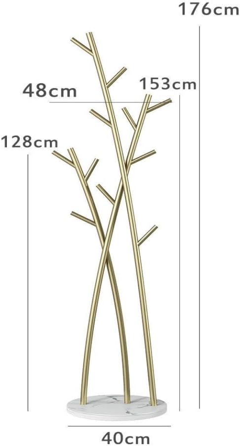 Floor-Standing Coat Rack Stainless Steel Floor-Standing Coat Rack Electroplated Coat Rack Simple Vertical Coat Rack Brushed Marble Coat Tree(Black) (A)