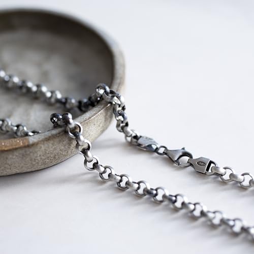 Juego de joyas Belcher duradero de plata de ley oxidada unisex 2