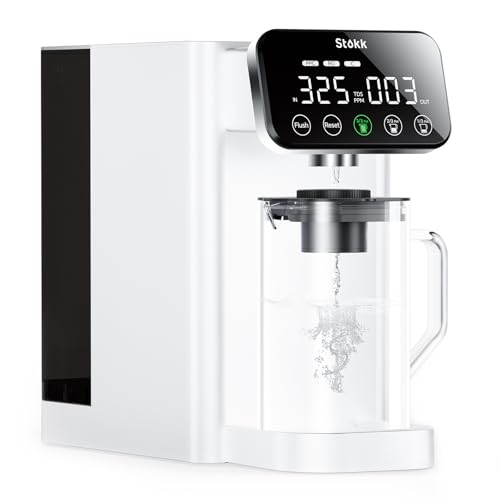 Stokk E1 Reverse Osmosis Water Filter Countertop, 5 Stage RO Water Filter System with Remineralization Glass Pitcher, NSF/ANSI 58&372, Portable No Installation Water Purifier for Home Office