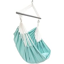 Vivere Deluxe Polyester Hammock Chair with Plush Cushions Strong Polyester Ropes, Coated Spreader Bar, Built-in Pockets, Swivel Hardware 330 lb Capacity
