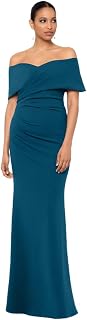 Betsy & Adam Women's Betsy & Adam Women's Floor-Length, Off-The-Shoulder Gown, with Draped Detail (Plus)