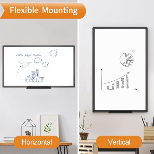 Image of VIZ-PRO Magnetic Dry Erase White Board, 60 X 40 Inches, Black Aluminium Frame